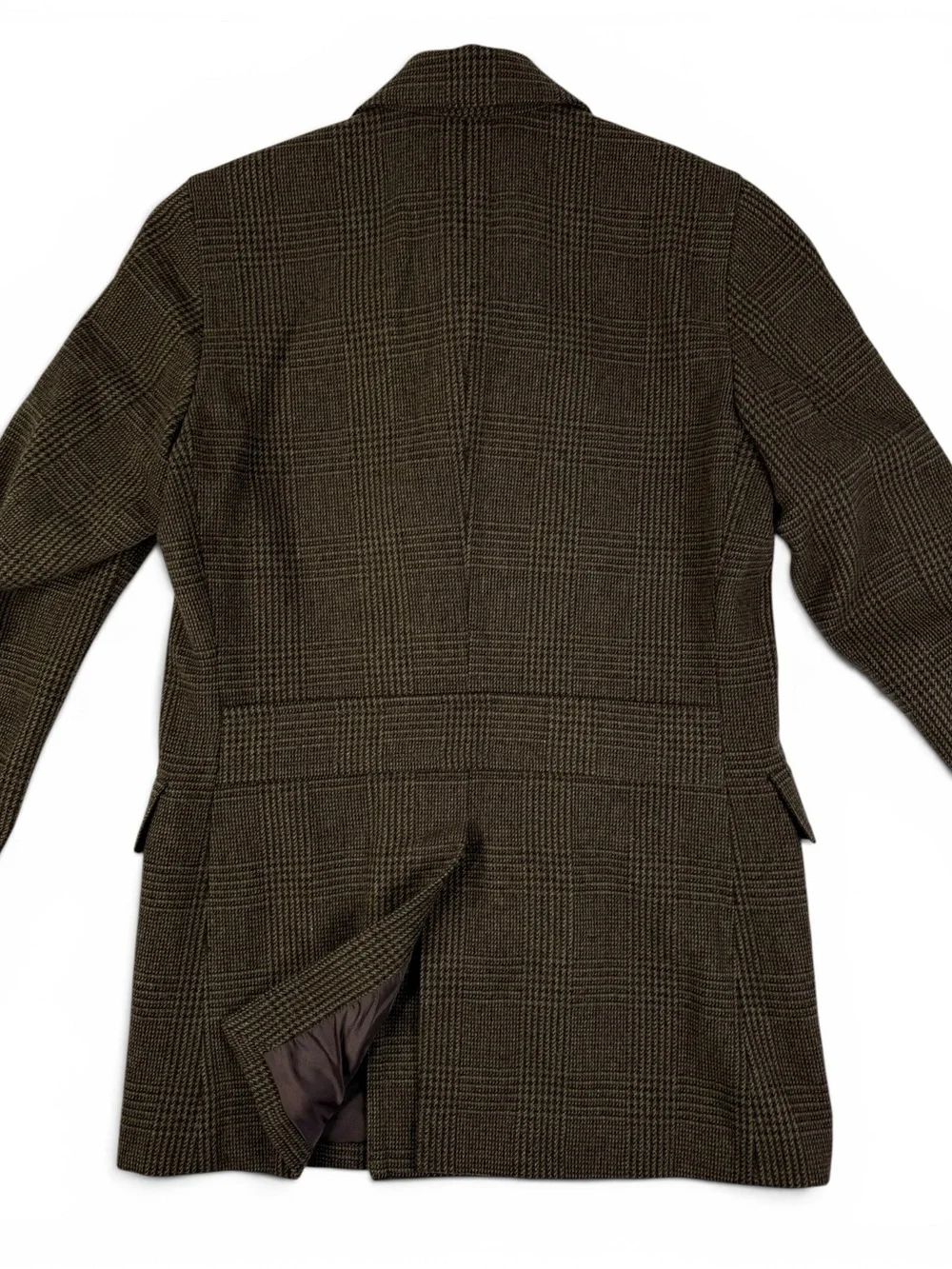 Banana Republic Heritage Brown Plaid Double Breasted Wool Peacoat M